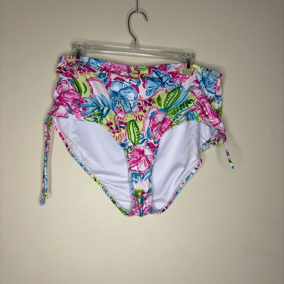 Stelk Parker Collection Floral Patterned High Waisted Swim Bottom Size 16W - Picture 1 of 5